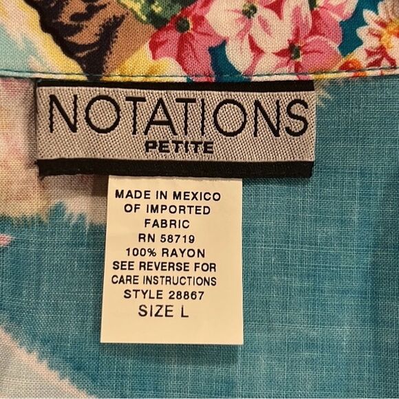 Notations vintage Hawaiian print button down top & pull on pants size LP NWT - Picture 8 of 13